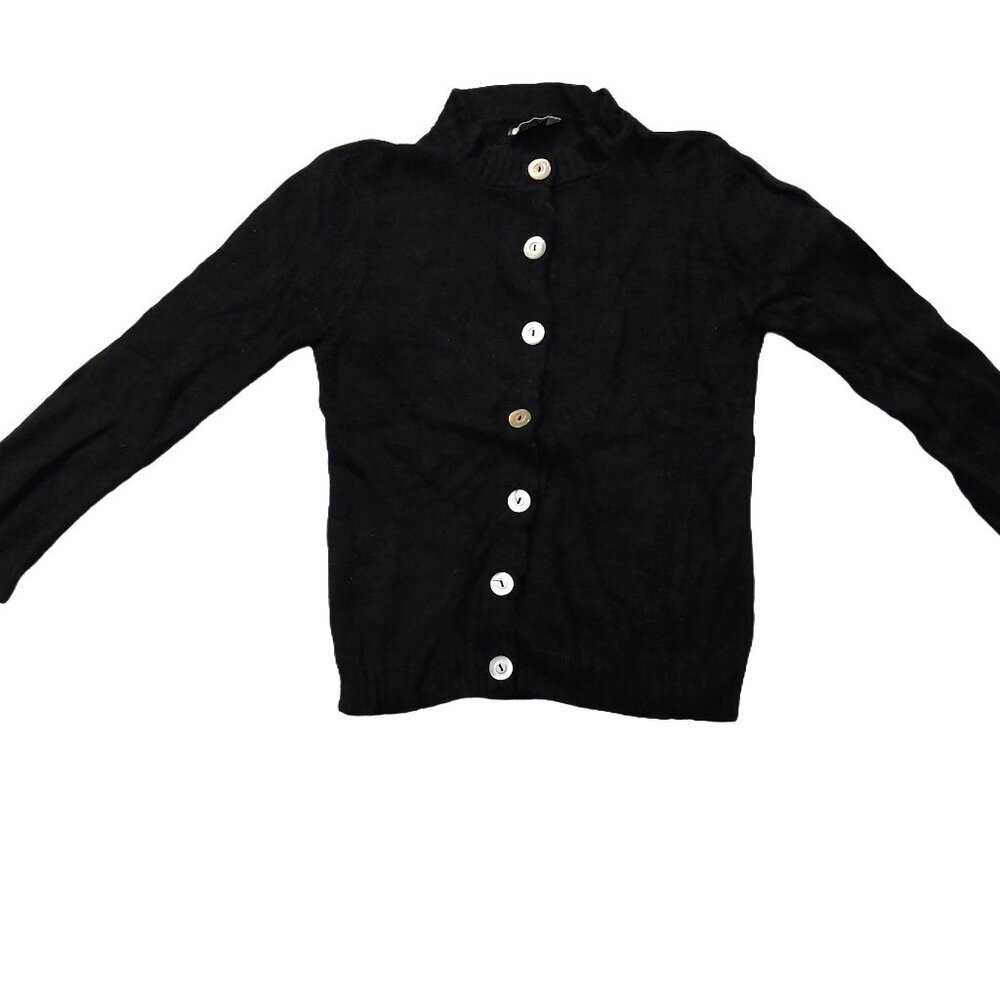 Vintage 1940s-1950s Black Long Sleeve Cardigan Knit Fall Winter Sweater
